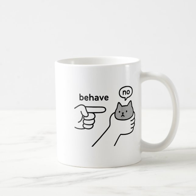 Behave No Funny Cat Meme Cartoon Design  Kaffemugg (Höger)