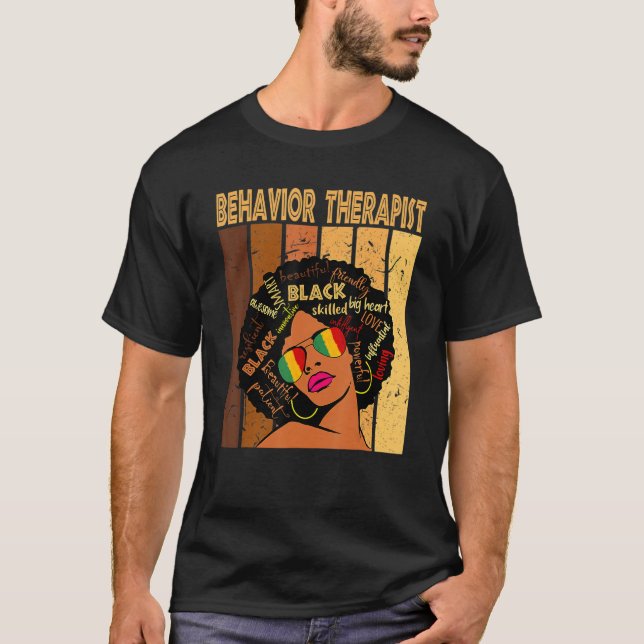 Behavier Therapist Afro African American Black Han T Shirt (Framsida)
