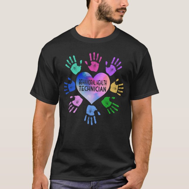 Behavioral Health Technician Hand Heart T Shirt (Framsida)