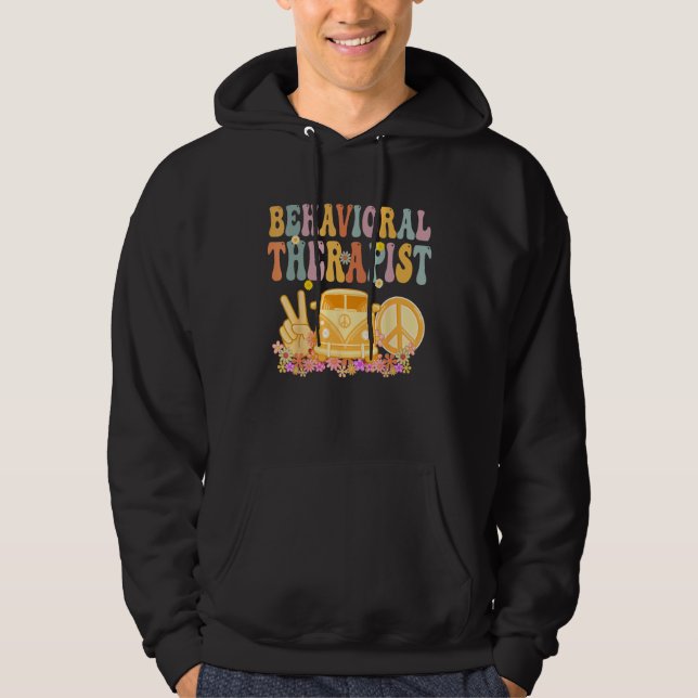 Behavioral Therapist Groovy Hippie Retro Week Appr Hoodie (Framsida)