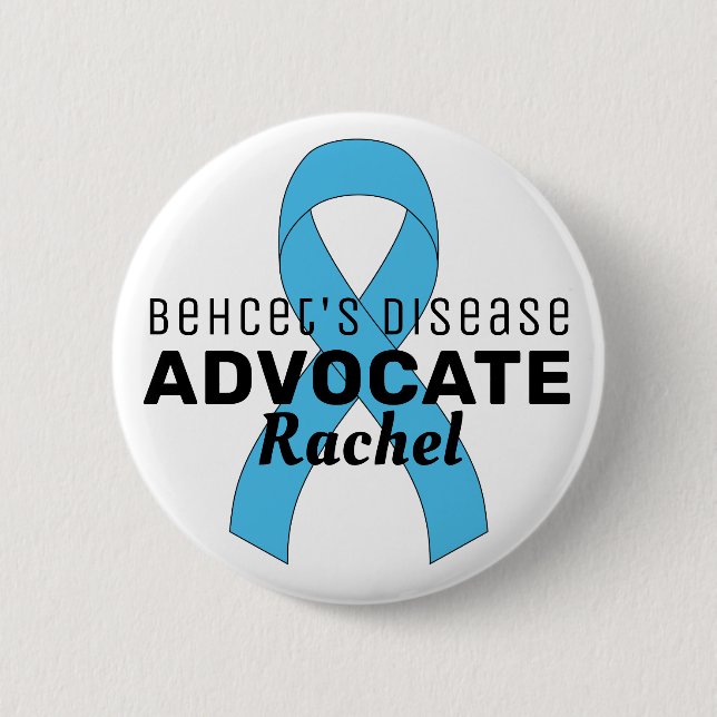 Behcets Disease Advocate Ribbon White Button Knapp (Framsida)