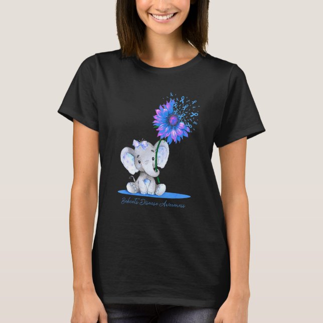 Behcets Disease Awareness Cute Elephant Solros T Shirt (Framsida)