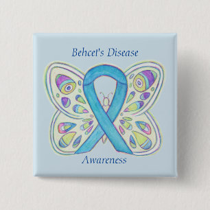 Behcets sjukdomskänsla Butterfly Ribbon Pin Knapp