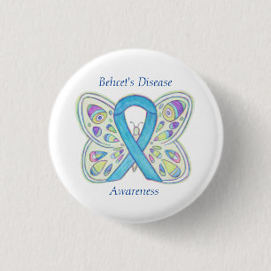 Behcets sjukdomskänsla Butterfly Ribbon Pin Knapp