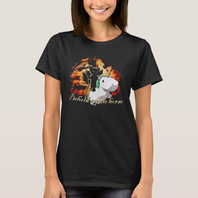 Behold a Blek Horse Cat Shirt Unicorn T (Framsida)
