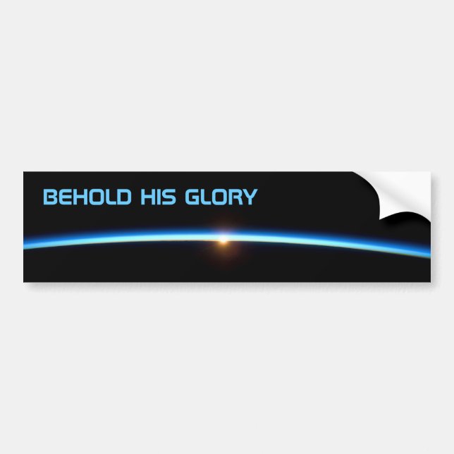 "BEHOLD HIS HIS GLORY" tunn Bumper-etikett för blå Bildekal (Framsidan)