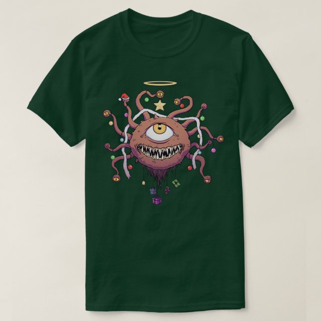 Beholder Julgran Monster Dungeons och Drago T Shirt (Design framsida)