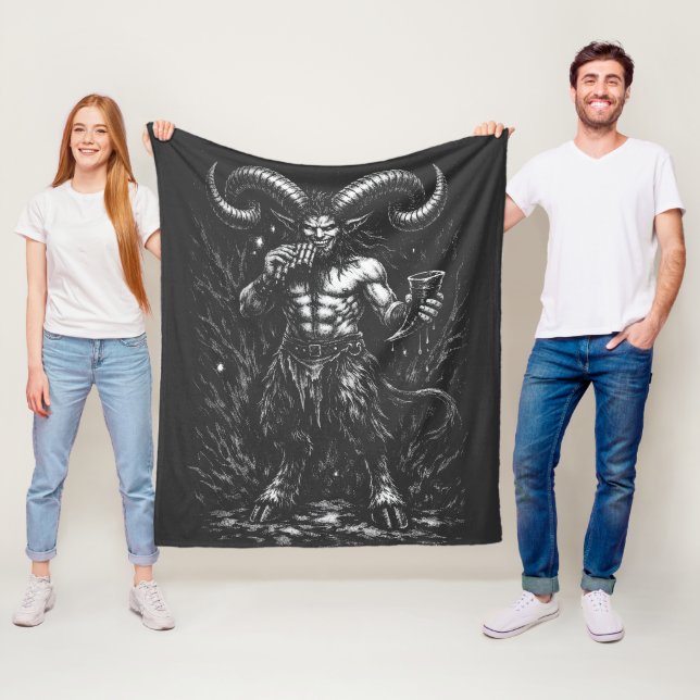 Behornad Vinter Satyr — av BurnsInHell Fleecefilt (På plats)