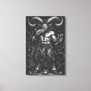 Behörnad Vintersatyr — av BurnsInHell Canvastryck