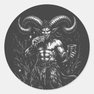 Behörnad Vintersatyr — av BurnsInHell Runt Klistermärke