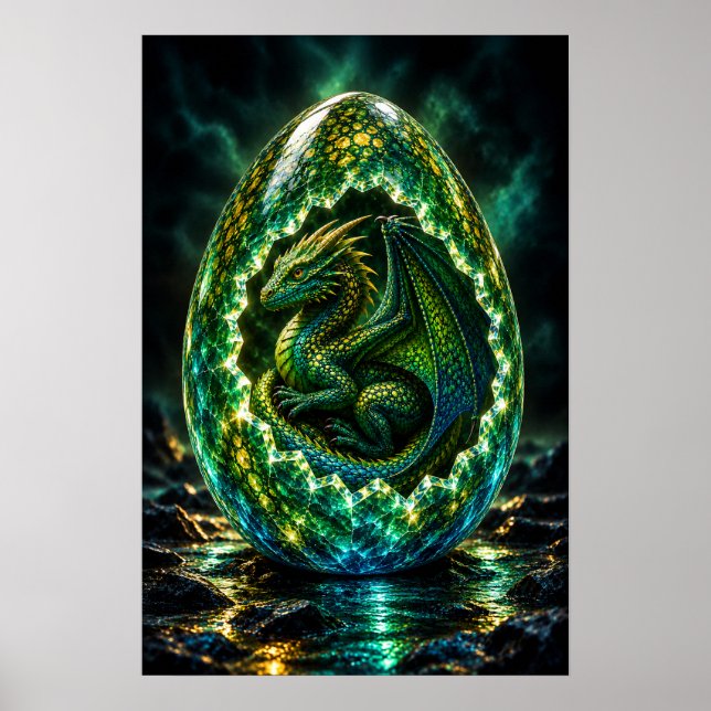 Behornat Drakhon F-Ägg Poster (Framsidan)