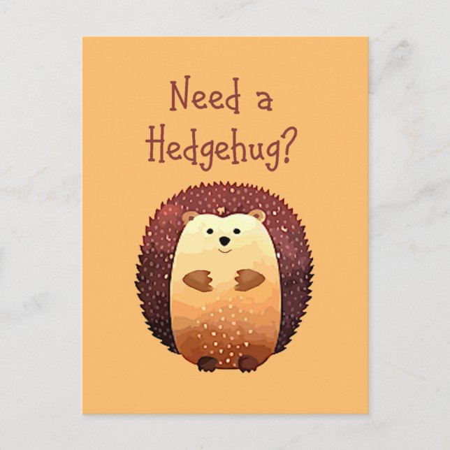 Behov av en Hedgehug Cute Hedgehog Animal Roligt Vykort (Framsida)