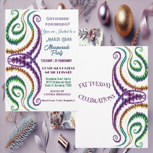 Behov av Pärlor Mardi Gras Färg Masquerae Party Inbjudningar