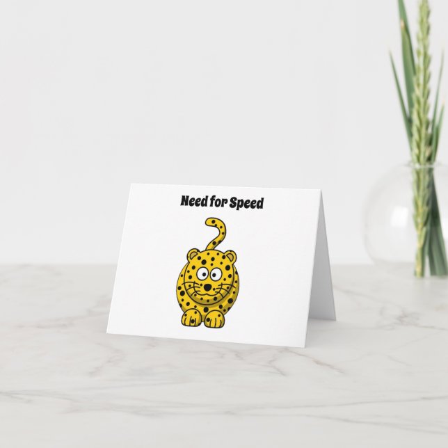 Behov av snabbhet, skål Tecknad, kattdesign Kort (Framsida)