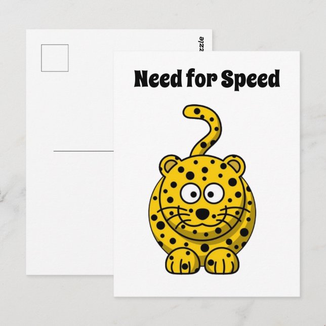 Behov av snabbhet, skål Tecknad, kattdesign Vykort (Fram/baksida)
