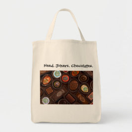 Behov. Jokers. Choklader. Livsmedel Totebag. Tygkasse