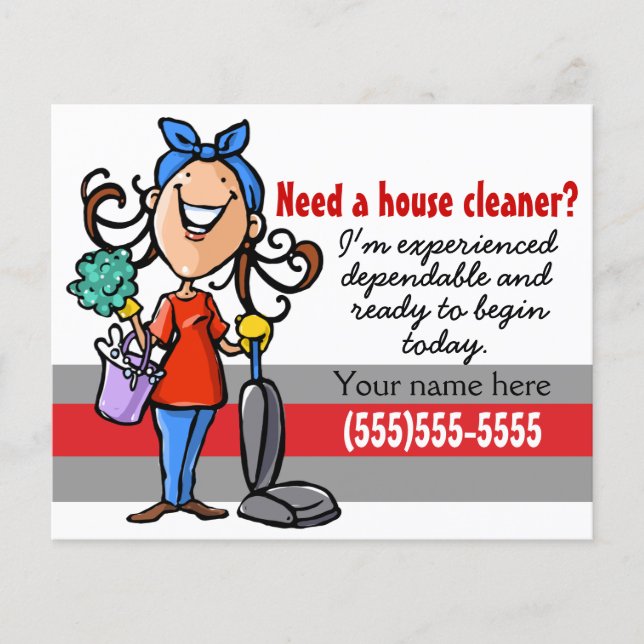 Behöver du en Housecleaner? Anpassningsbar marknad Flygblad (Framsidan)