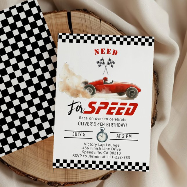 Behöver du fyra hastigheter Red Tävling Car 4e föd Inbjudningar (Skapare uppladdad)