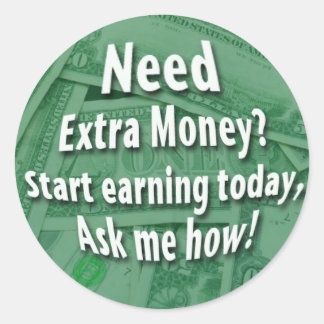 Behöver du pengar från Extra? Runt Klistermärke