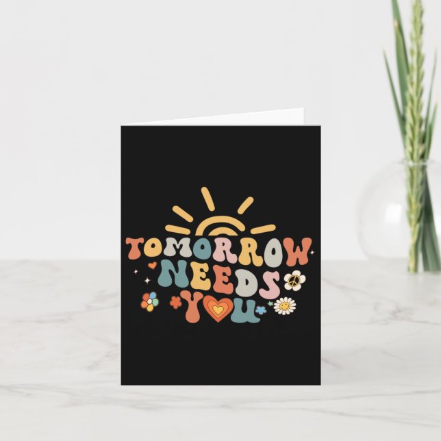 Behöver du psykisk hälsomedvetenhet Groovy Retro 1 Kort (Framsida)