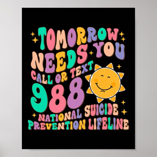 Behöver du ringa text 988, nationellt självmordsfö poster (Framsidan)