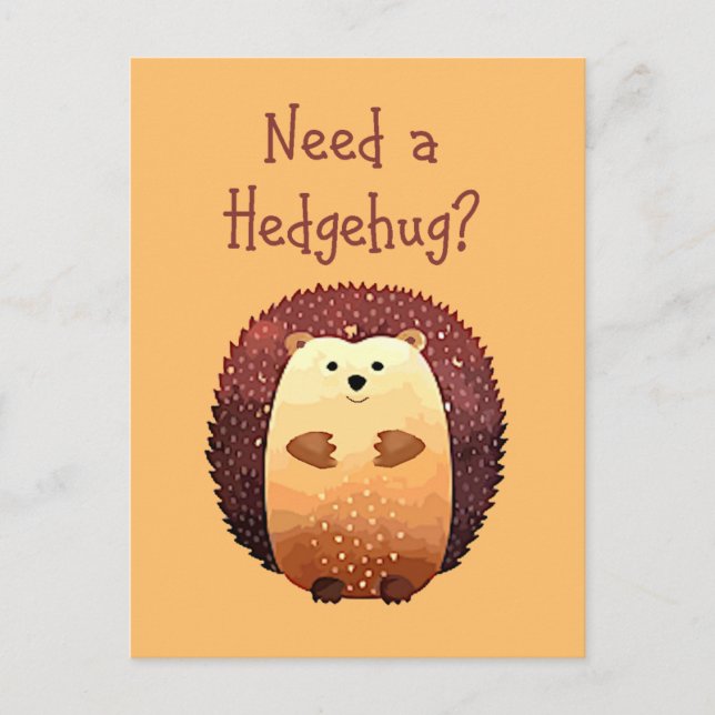 Behöver en Hedgehug Cute Hedgehog Animal Roligt Qu Vykort (Framsida)
