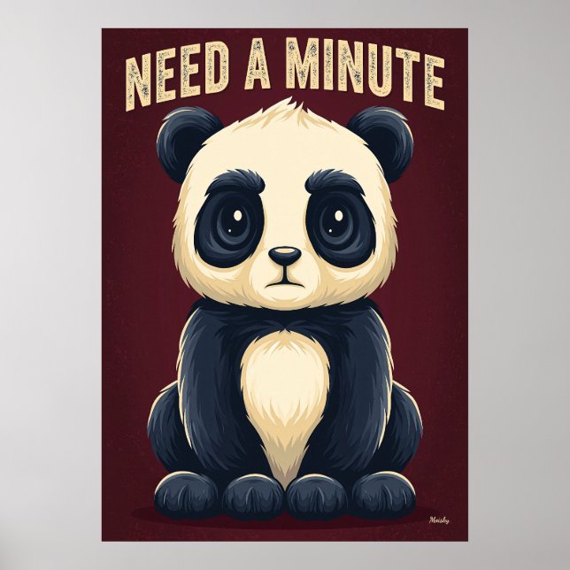 Behöver en minut Panda – Rollig Tecknad Karaktärsd Poster (Framsidan)
