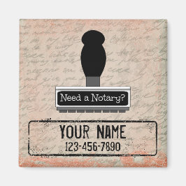 Behöver en notarie Rubber Frimärke, Mobil Namn Magnet