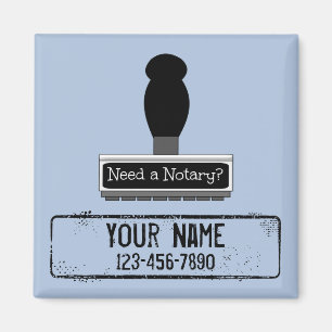 Behöver en notarie Rubber Frimärke, Mobil Namn Magnet