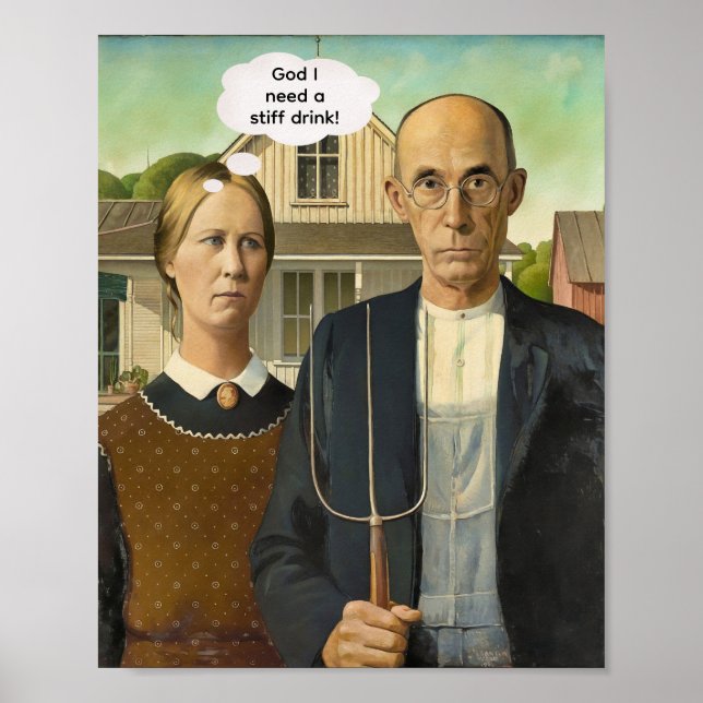 Behöver en rejäl drink -- American Gothic Poster (Framsidan)