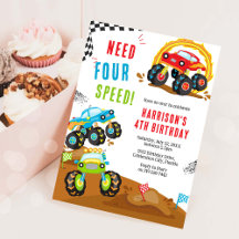 Behöver Four Speed Monster Truck Pojke 4-årsdag