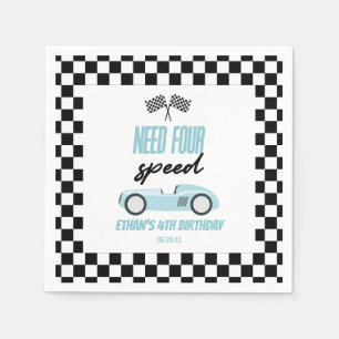 Behöver fyra hastigheter blått Tävling-4e födelsed Pappersservett