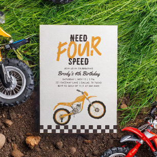 Behöver fyra snabba Gulter Dirt Bike Boy 4e födels Inbjudningar