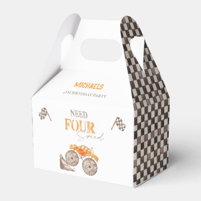 Behöver fyra snabbstartsmonster Lastbil födelsedag Presentaskar (Framsidan Sidan)