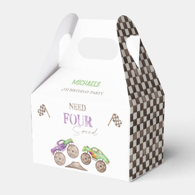 Behöver fyra snabbstartsmonster Lastbil födelsedag Presentaskar (Framsidan Sidan)