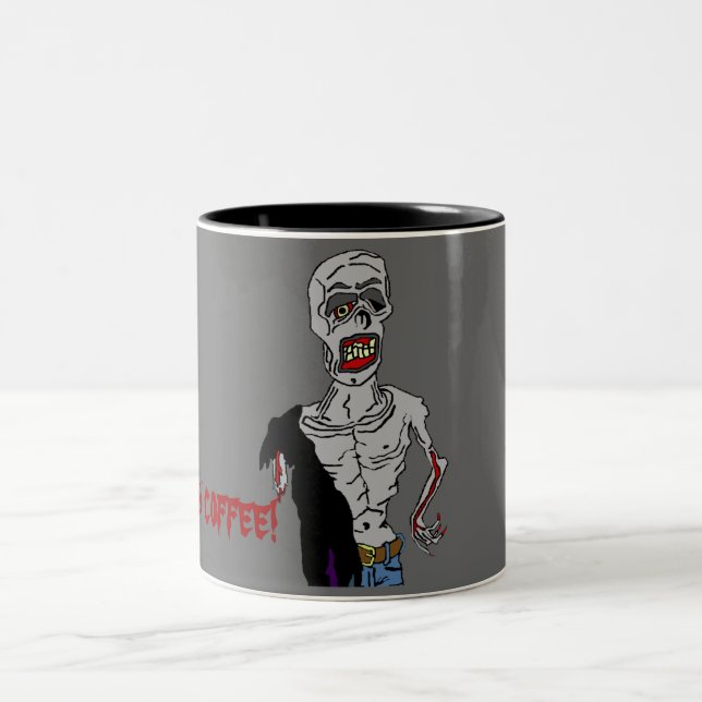 "Behöver jag Zombiemuggen för mitt kaffe" Två-Tonad Mugg (Center)