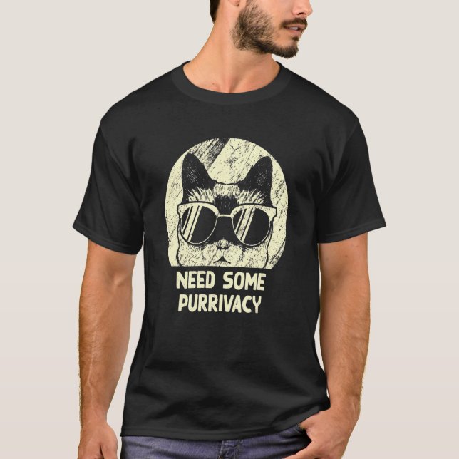 Behöver lite integritet Cat Mamma Par Cat Pappa T Shirt (Framsida)