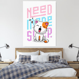 Behöver mer strömsparläge Funny Cat söt yawn-utt Canvastryck