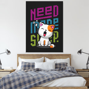 Behöver mer strömsparläge Funny Cat söt yawn-utt Canvastryck