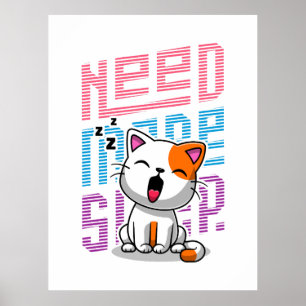 Behöver mer strömsparläge   Funny Cat söt yawn-utt Poster