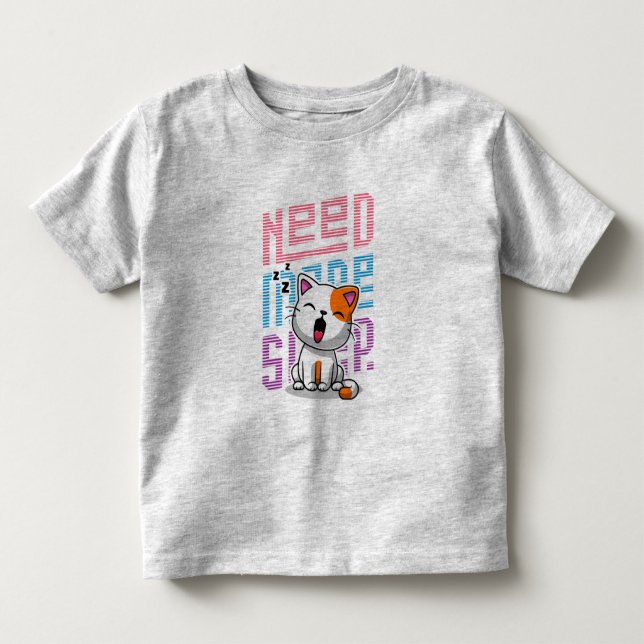 Behöver mer strömsparläge | Funny Cat söt yawn-utt T Shirt (Framsida)