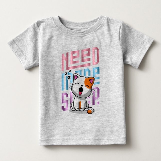 Behöver mer strömsparläge | Funny Cat söt yawn-utt T Shirt (Framsida)