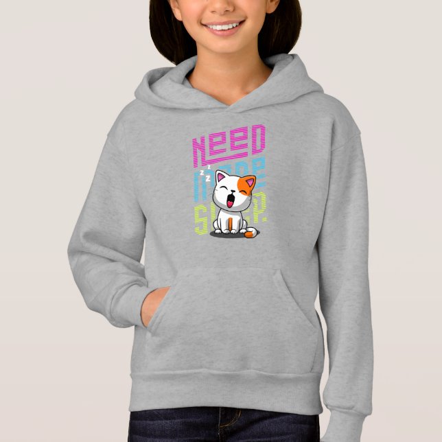 Behöver mer strömsparläge | Funny Cat söt yawn-utt T Shirt (Framsida)