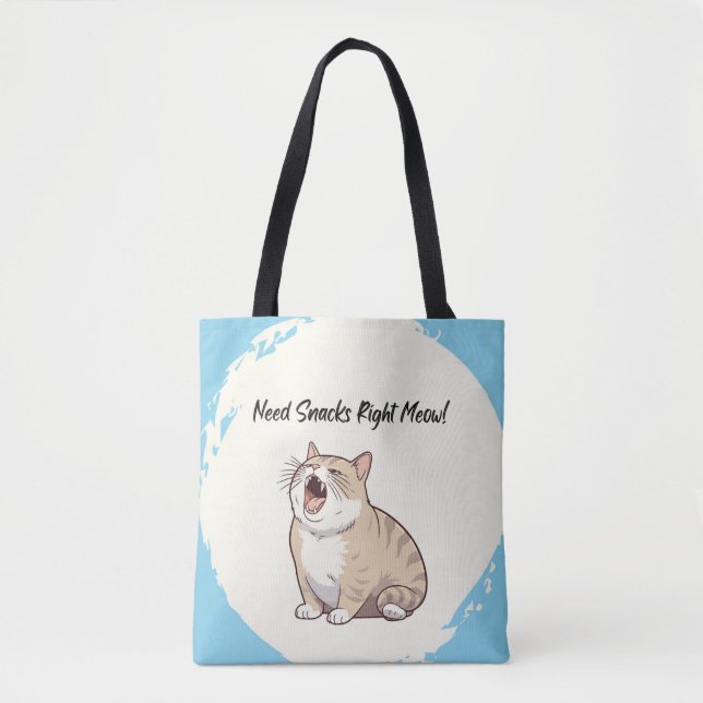 Behöver Snacks Höger Meow Livsmedel Tote Tygkasse (Framsida)