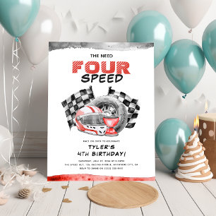 Behovet FÖR hastighet Lille Racer 4-årsdag Inbjudningar