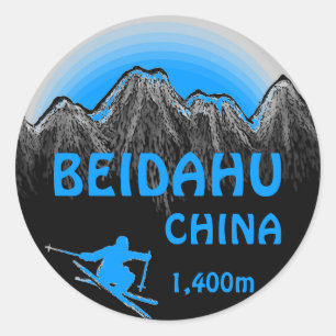 Beidahu China blue ski logotyp art-klistermärken Runt Klistermärke
