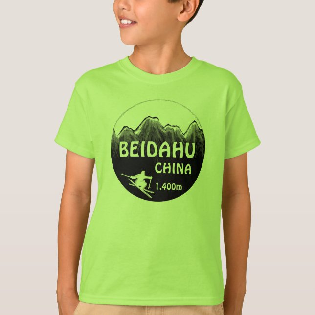 Beidahu China grönt  boys ski logotyp T Tröja (Framsida)