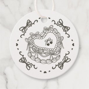 Beig båge Retro Hjärt Coquette Tårta Möhippa Gåvor Etiketter