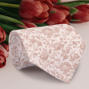 Beig blommig halsduk med mönster slips