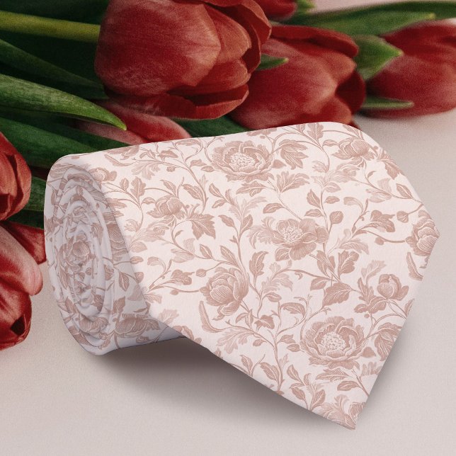 Beig blommig halsduk med mönster slips (Skapare uppladdad)